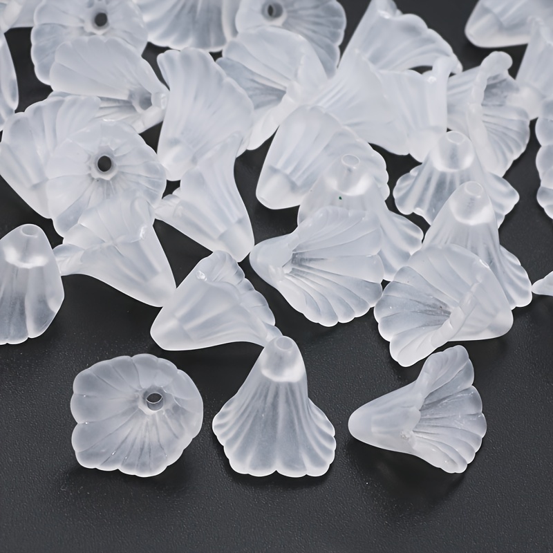 100pcs 12mm Frosted Acrylic Bell Flower Beads DIY Jewelry Making Crafts